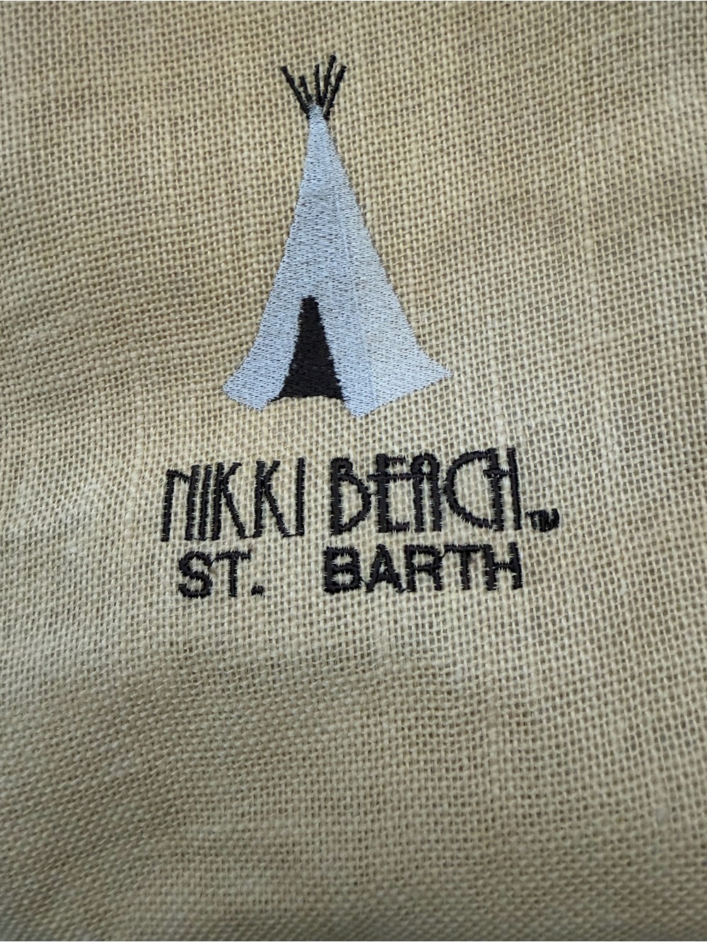 Nikki Beach St. Barth Natural Straw Tote with Leather Handles rubberized inside